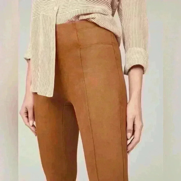 SPANX Faux Suede Leggings High Rise Rich Caramel Size Medium - Picture 3 of 12